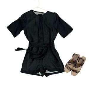 Banana Republic Dark Gray Cotton Lined Short  Romper Size Small